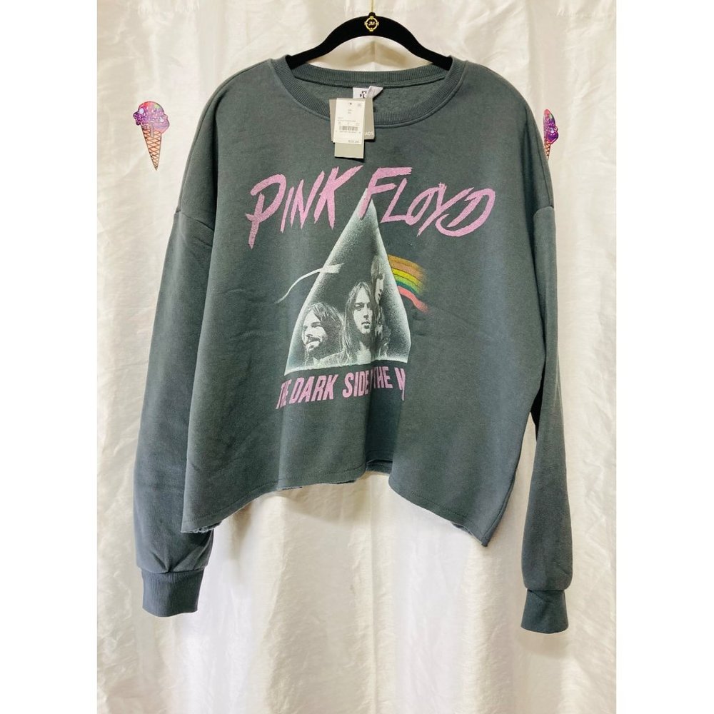 Pink Floyd Cropped Sweatshirt Dark Side Of The Moon Graphic Band Tee Women